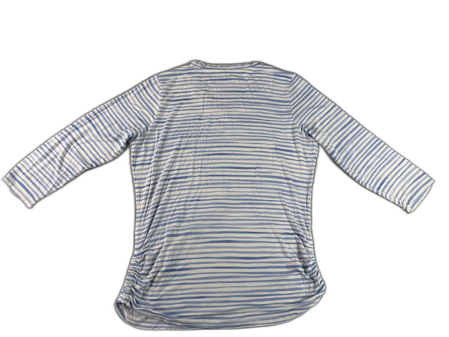 FDJ 1433885 Striped Long Sleeve Crewneck Top L Blue White Breathable Viscose Men