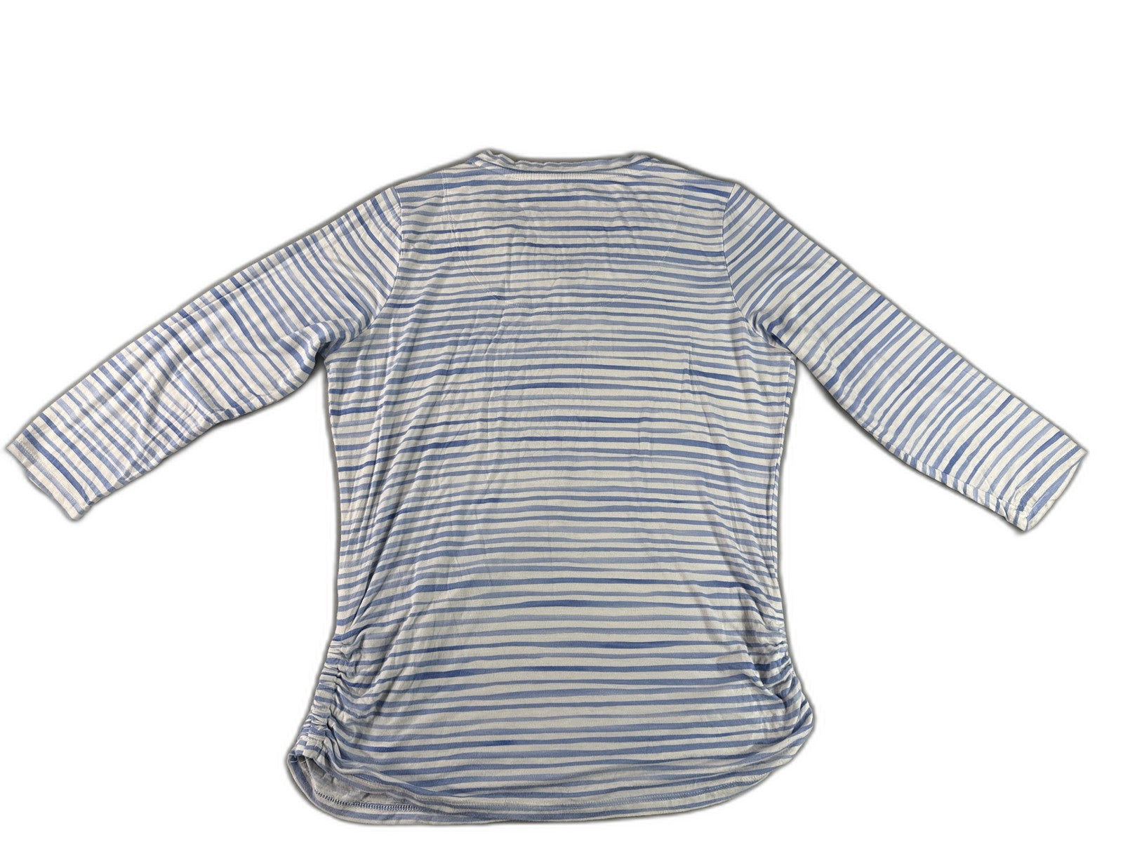 FDJ 1433885 Striped Long Sleeve Crewneck Top L Blue White Breathable Viscose Men