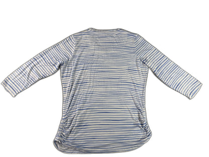 FDJ 1433885 Striped Long Sleeve Crewneck Top L Blue White Breathable Viscose Men