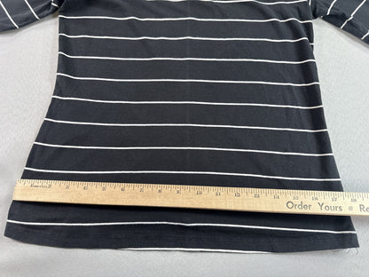 WHO WHAT WEAR Striped Tee Womens S Black Cotton Crewneck Short Sleeve Slim Fit