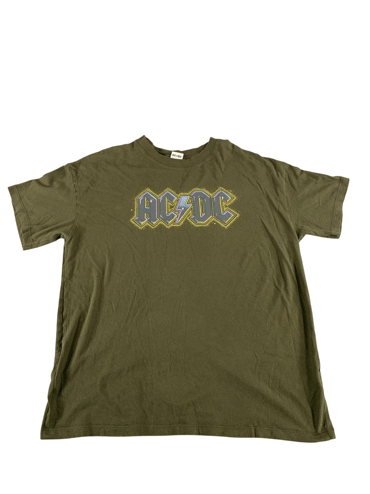 ACDC Shirt Mens Medium Olive Green American Eagle Band Tee Rock Music Graphic