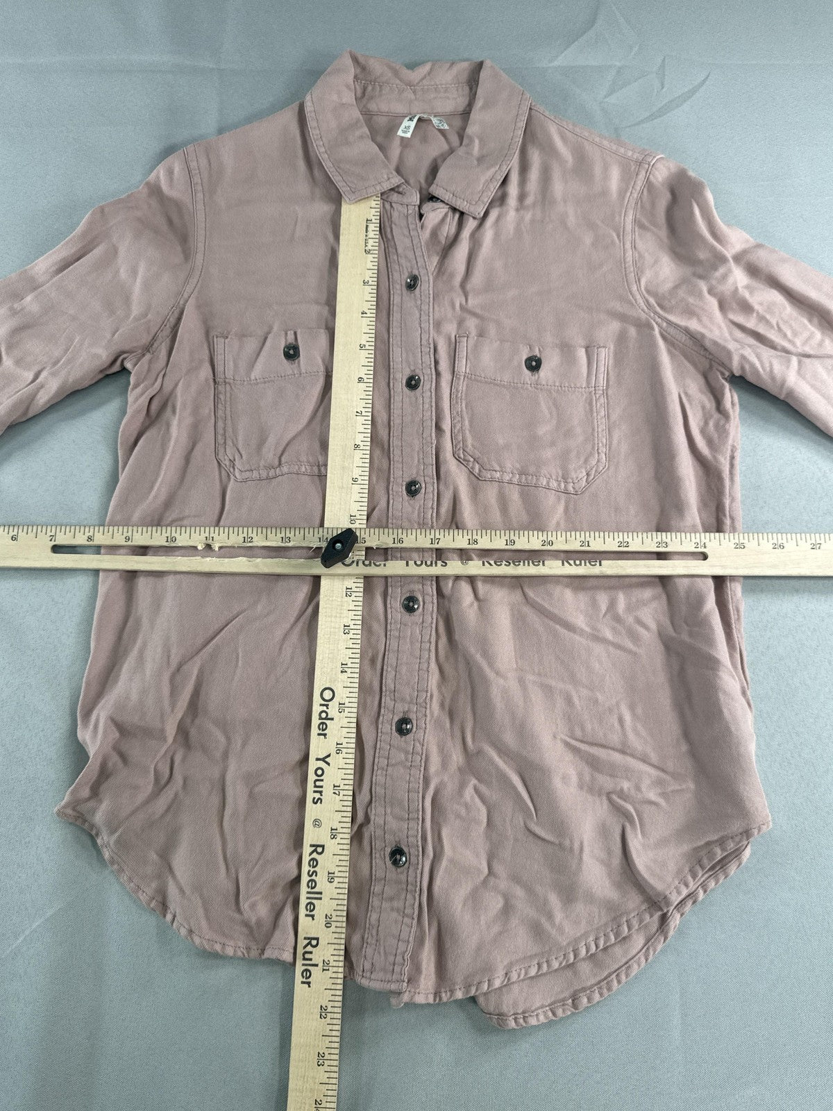 Mudd Shirt Womens XS Pink Long Sleeve Button Up 100% Rayon Utility Casual Top