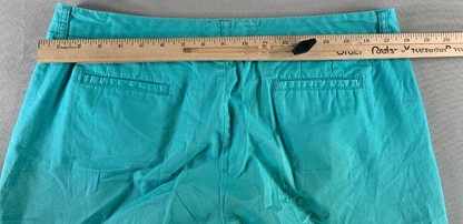 Khakis & Co Womens Chino Shorts Sz 12 Aqua Blue Flat Front Mid Rise 9" Inseam
