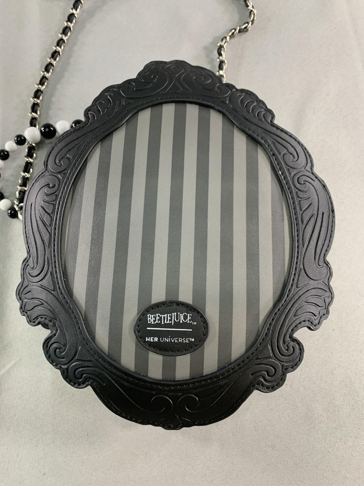 Her Universe Beetlejuice Crossbody Bag Womens Black Chain Strap Purse Cameo