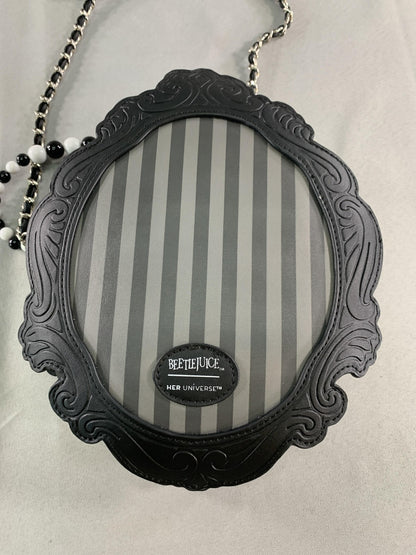 Her Universe Beetlejuice Crossbody Bag Womens Black Chain Strap Purse Cameo