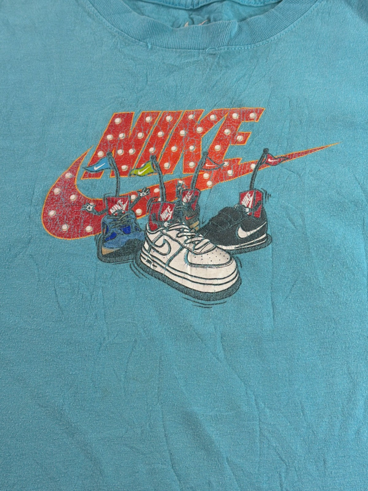 Nike Graphic T Shirt Womens Large Blue Sneaker Print Logo Short Sleeve Tee NWT