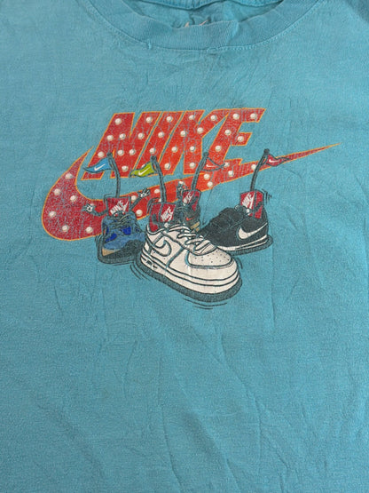 Nike Graphic T Shirt Womens Large Blue Sneaker Print Logo Short Sleeve Tee NWT