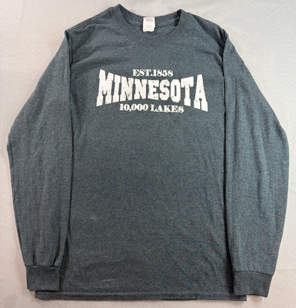 Crazy Apparel Minnesota Est 1858 Graphic Print T-Shirt Mens XL Gray Short Sleeve