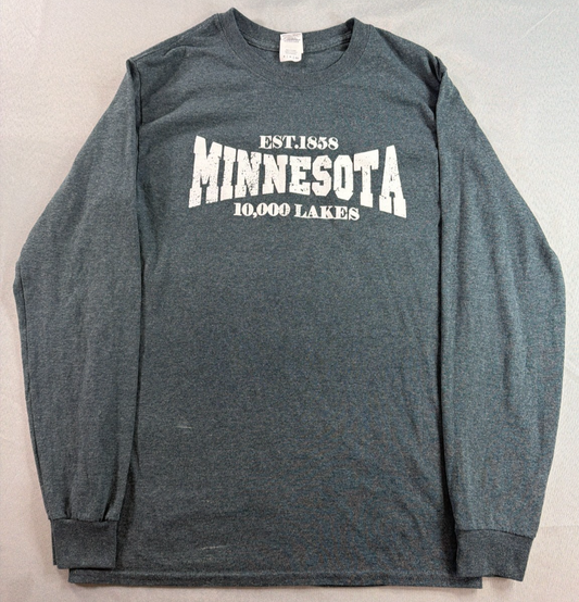 Crazy Apparel Minnesota Est 1858 Graphic Print T-Shirt Mens XL Gray Short Sleeve