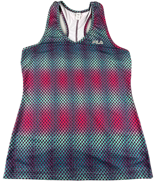 FILA Sport Womens L Racerback Tank Top Multicolor Geometric Athletic V-Neck