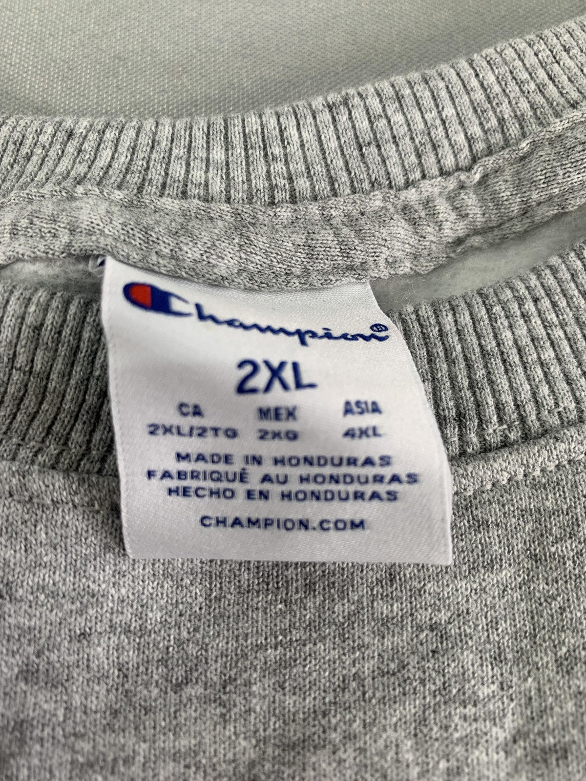Champion Sweatshirt Mens 2XL Gray Oxford Script Logo Crewneck Fleece code Red