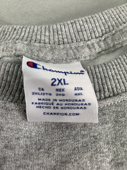 Champion Sweatshirt Mens 2XL Gray Oxford Script Logo Crewneck Fleece code Red
