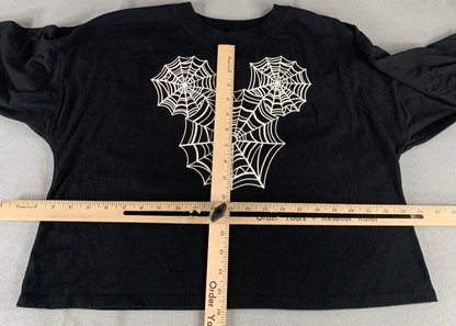 Disney Mickey Mouse Halloween Shirt L Black Spider Web Graphic Long Sleeve Tee
