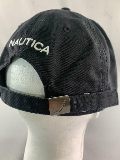 Nautica Hat Cap Strap Back Mens One Size Black Embroidered Sail Nautical Cotton
