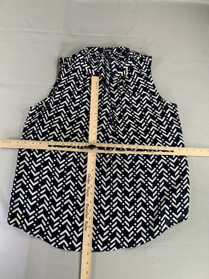 Roz & Ali Blouse Womens Large Chevron Geometric Sleeveless Top Polyester 100