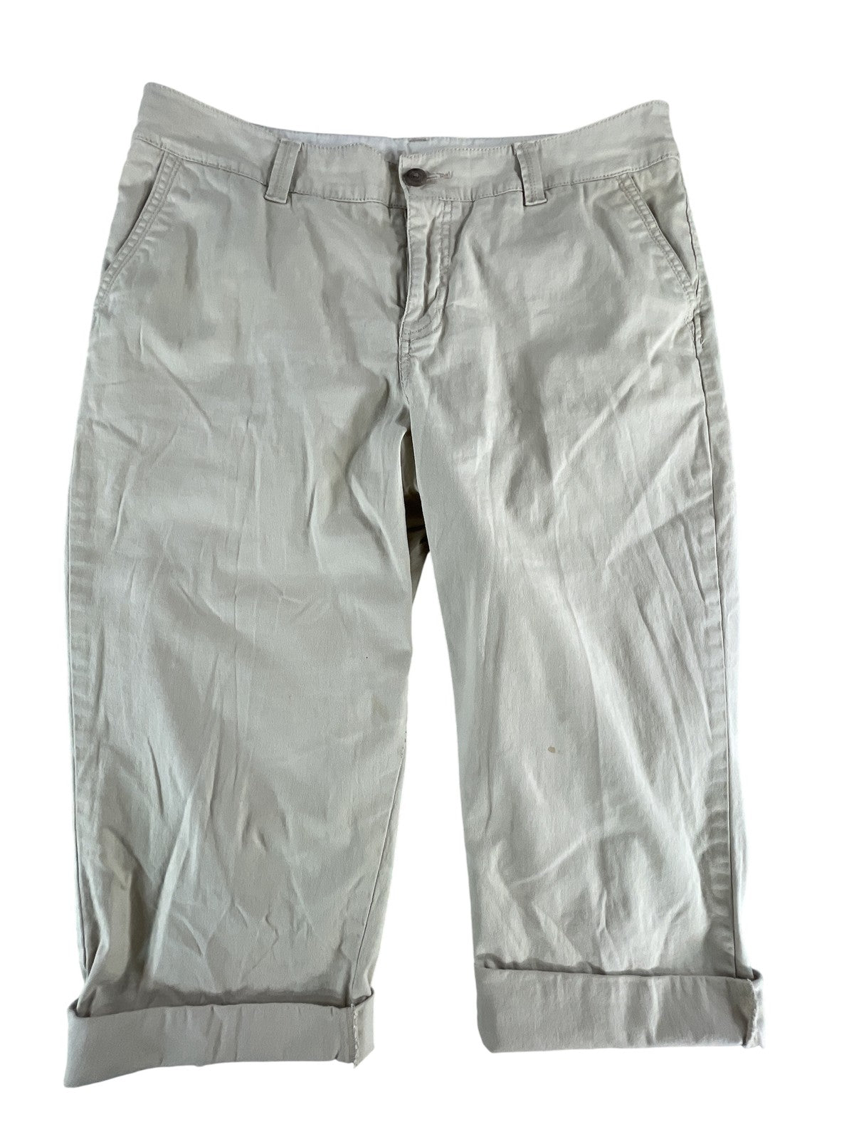 Sonoma Capri Pants Womens 14 Beige Stretch Cropped Chino Casual Original Light