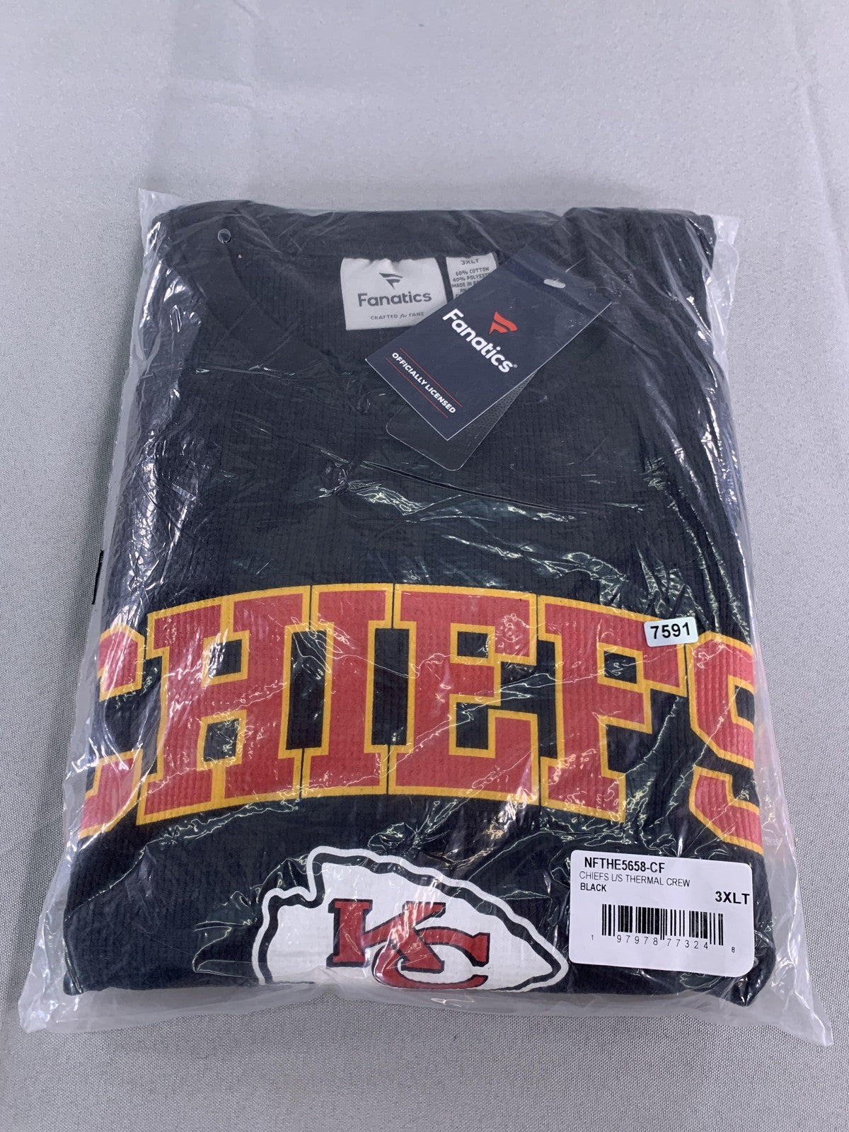 Kansas City Chiefs Shirt Mens 3XLT Black NFL Football Thermal Long Sleeve code