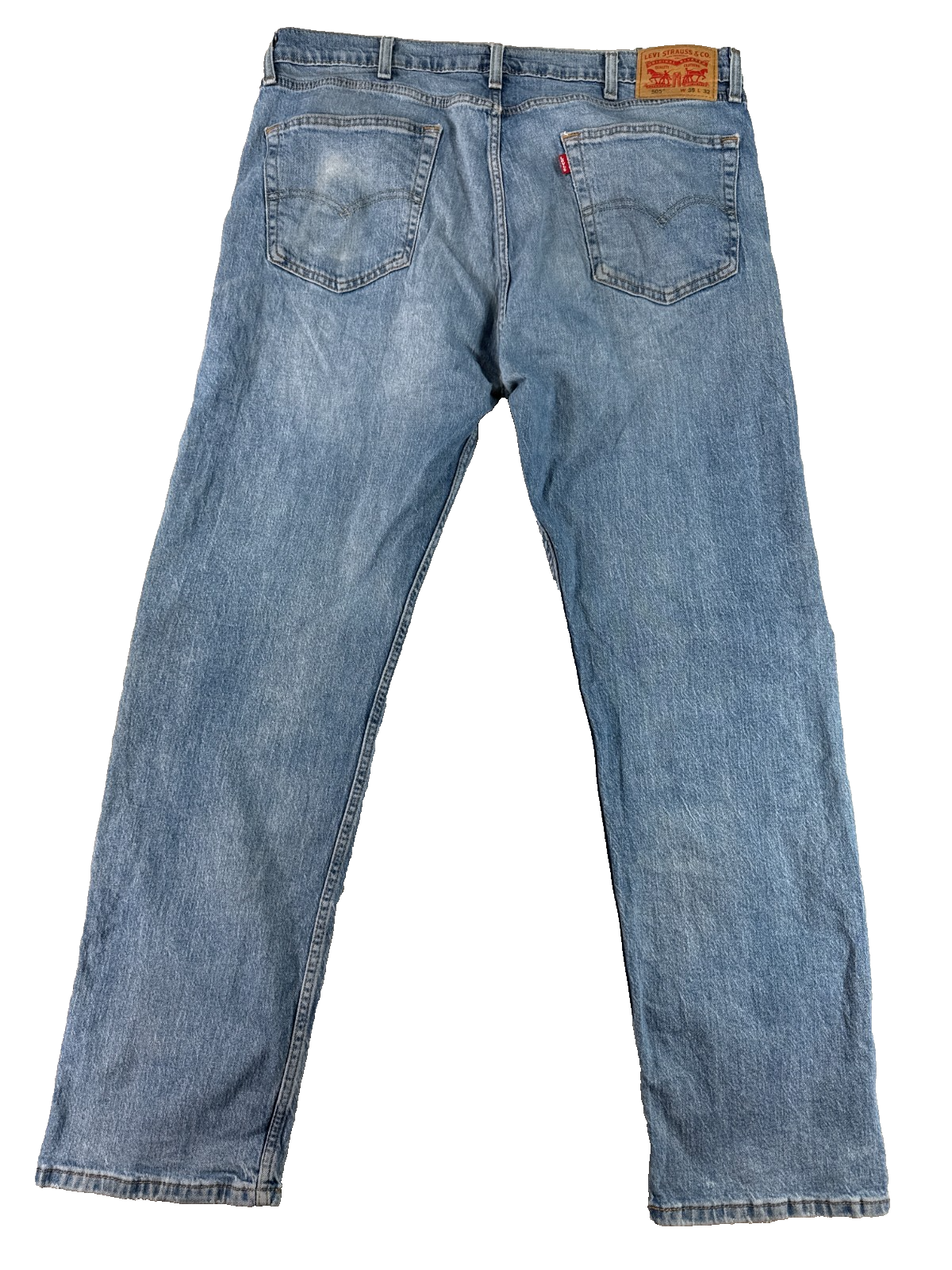 Levis 505 Jeans Mens 38x32 Blue Regular Fit Straight Leg Denim Pants Light