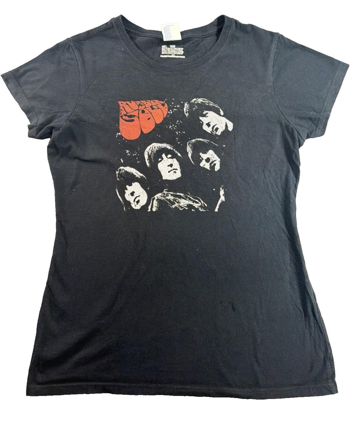 Beatles Rubber Soul Graphic T-Shirt Womens Small Black 100% Cotton Band Tee 2020