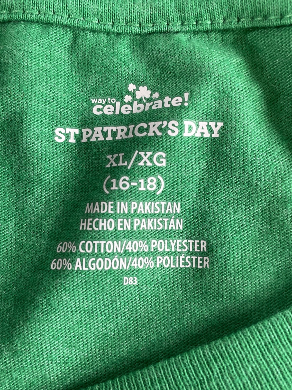 Way to Celebrate Shirt Womens XL Green St Patrick's Day Shamrocks Blessings Tee