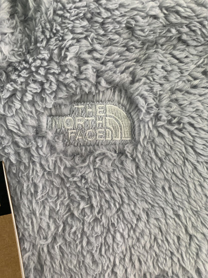 The North Face Hoodie Girls XS 6 Gray Sherpa Fleece Full Zip Ribbed Hem Soft Red
