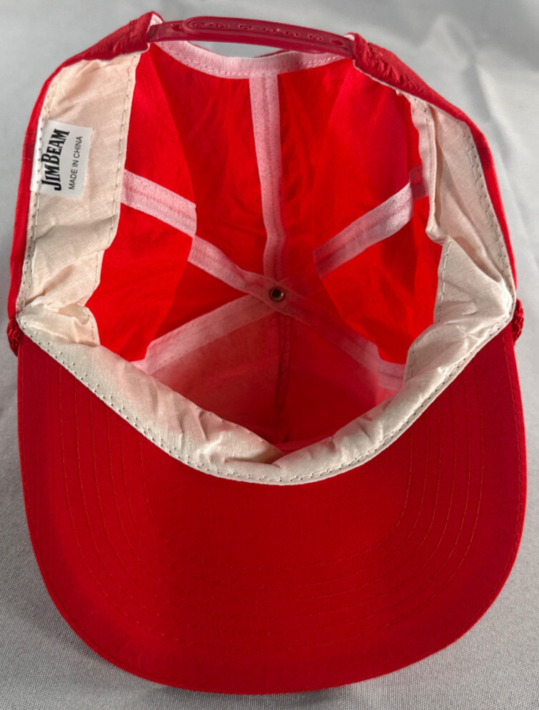Jim Beam 1990s Red Rope Front Snapback Hat Vintage Embroidered Trucker Cap NWT