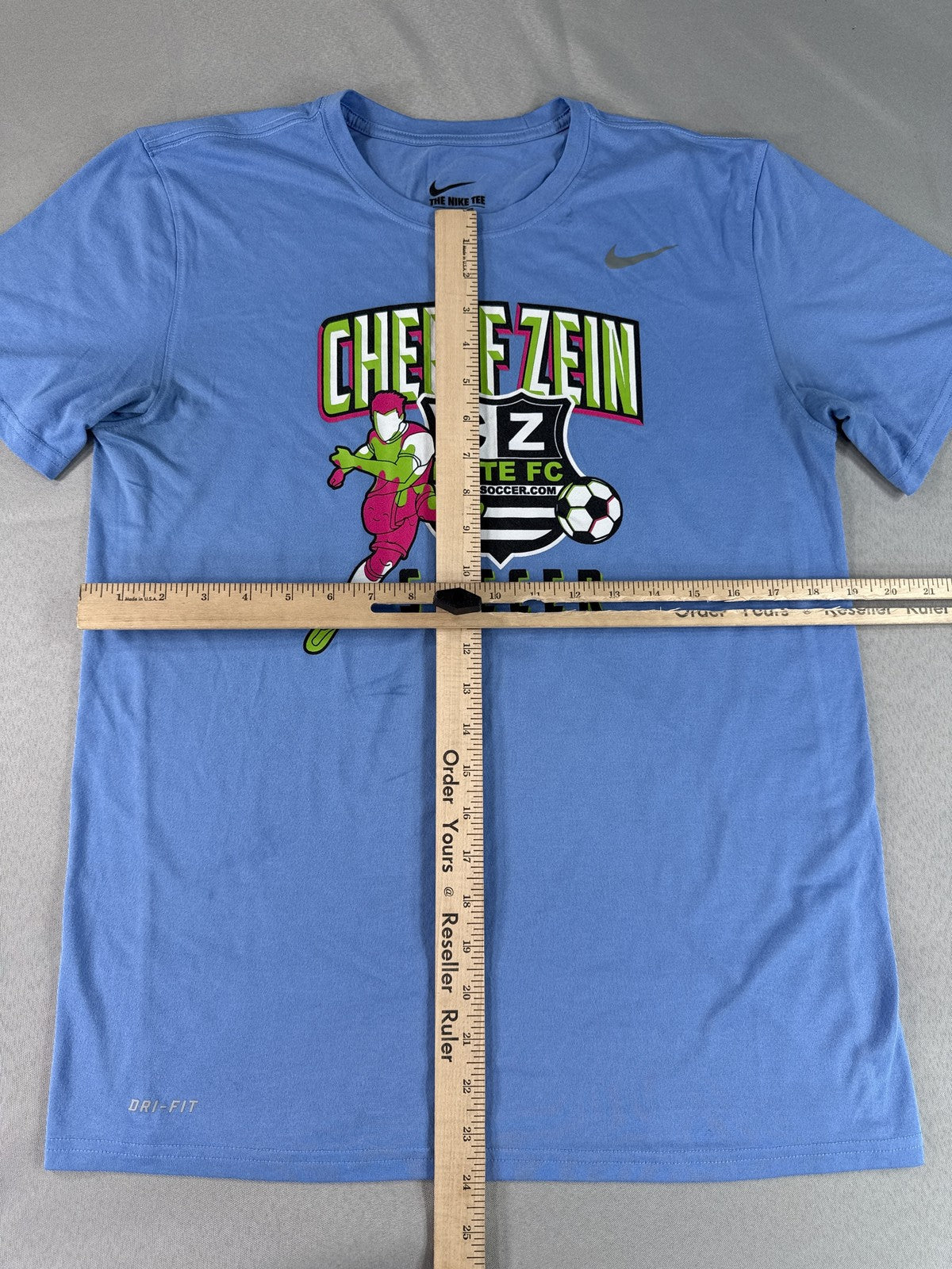 NIKE Cherif Zein Sports Tee M Blue Polyester Athletic Graphic Crewneck