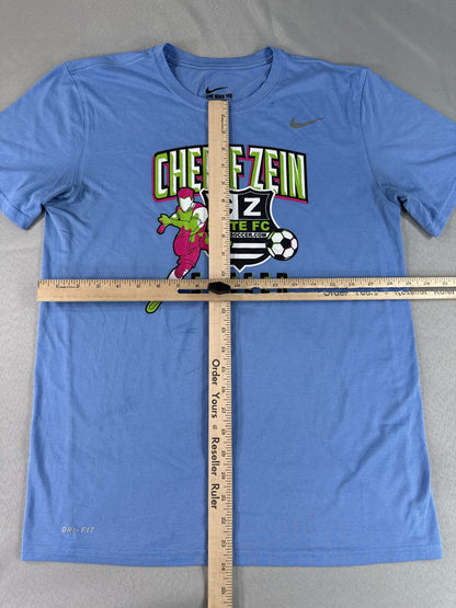 NIKE Cherif Zein Sports Tee M Blue Polyester Athletic Graphic Crewneck