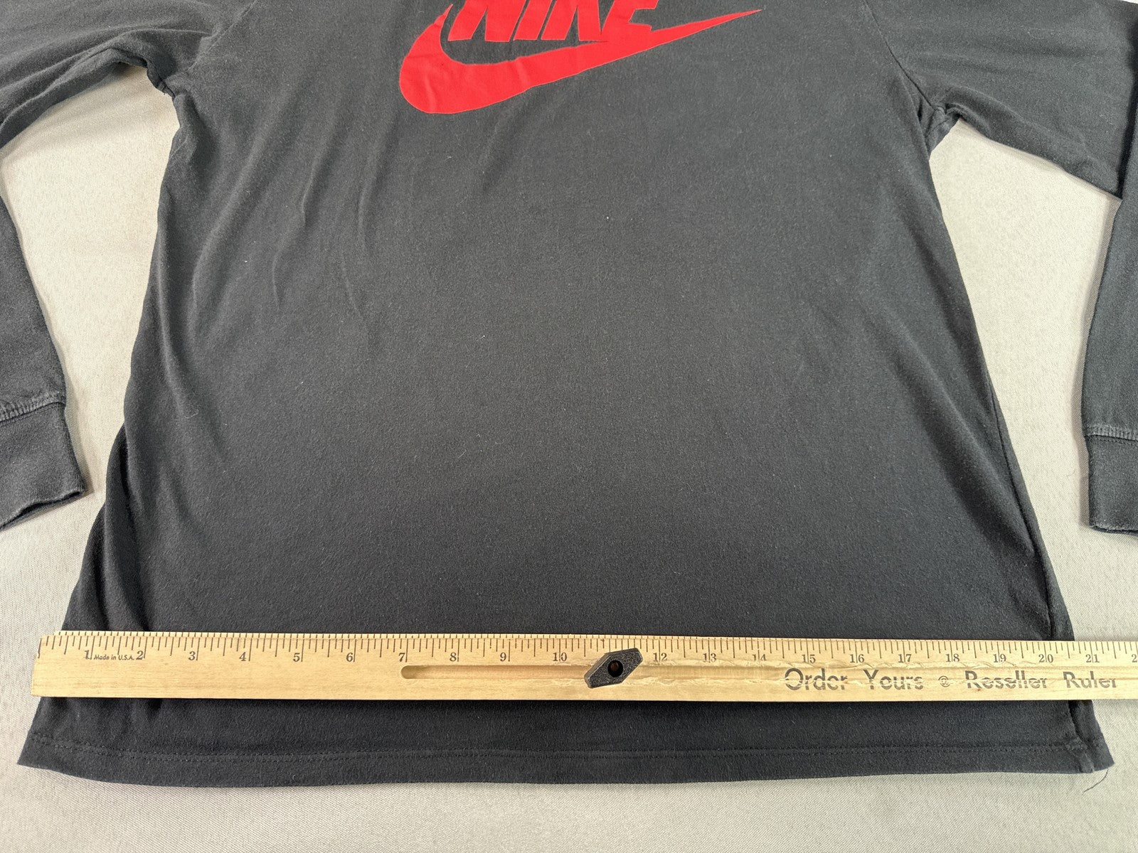 Nike Long Sleeve Shirt L Black All Over Print Cotton Crewneck Athletic Unisex