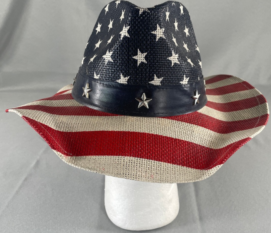 Vintage Mens American Flag Cowboy Hat Patriotic Western Rodeo One Size Adult