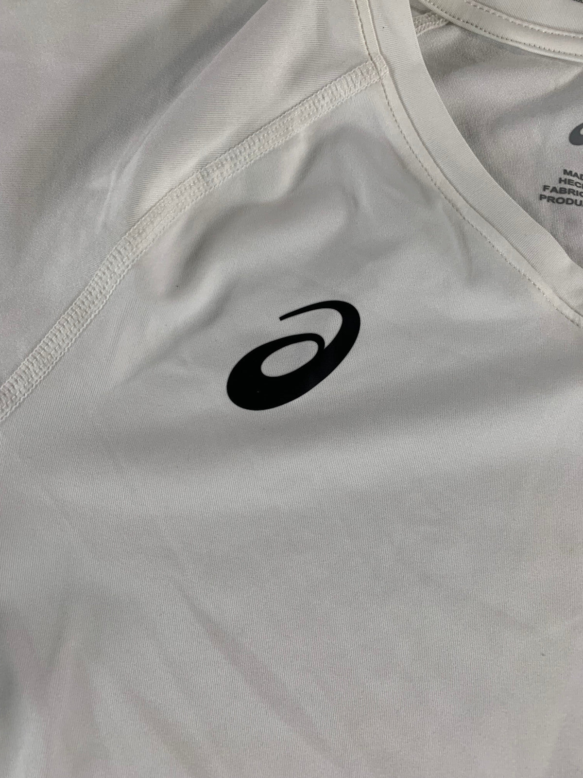 Asics Youth Volleyball Jersey L White Short Sleeve Spin Serve Tee 2054A016 NWT