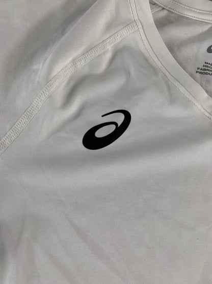 Asics Youth Volleyball Jersey L White Short Sleeve Spin Serve Tee 2054A016 NWT