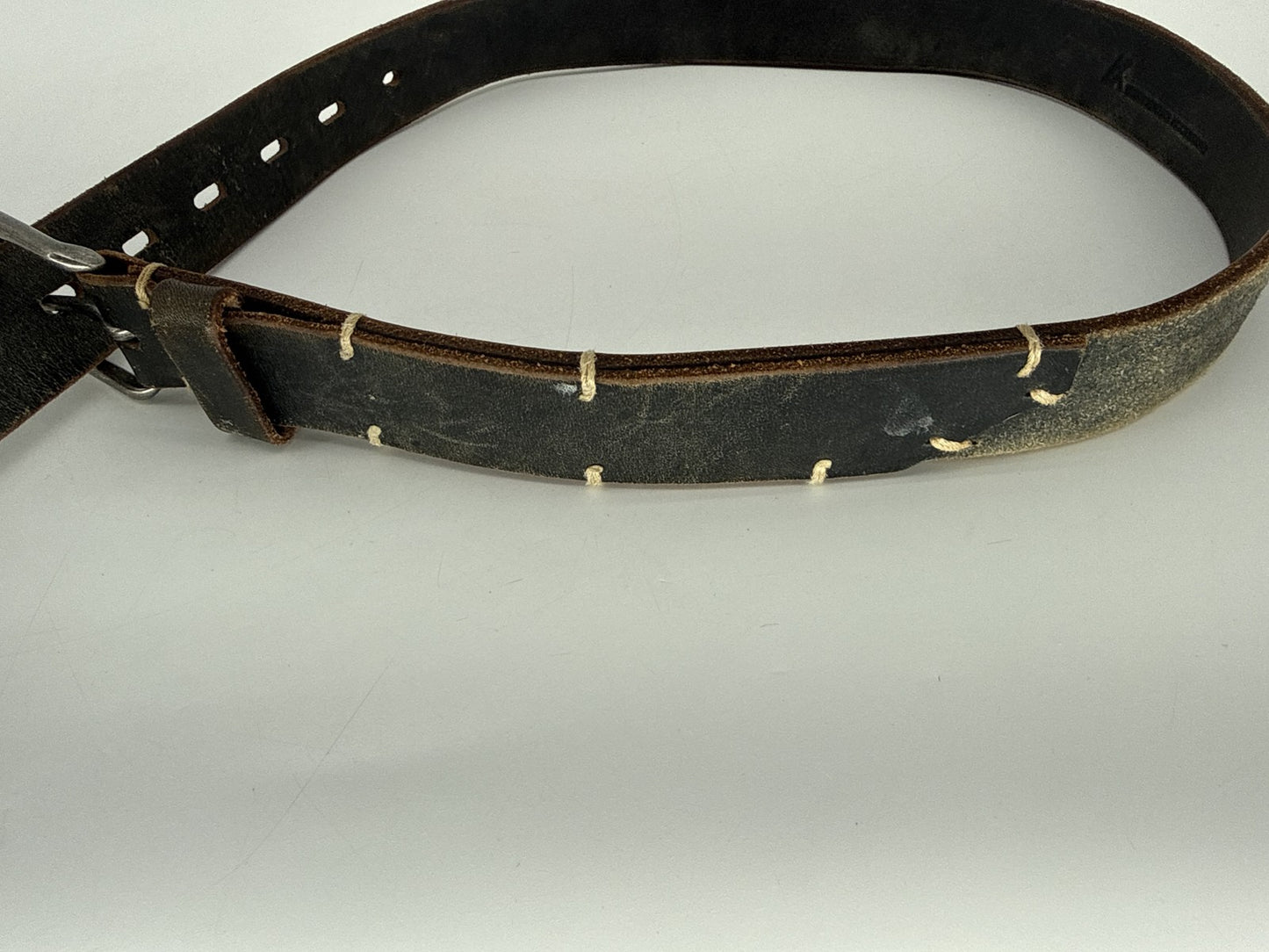 ISSEY MIYAKE ACCESSORY Leather Belt Brown Classic Wide Embossed Vintage