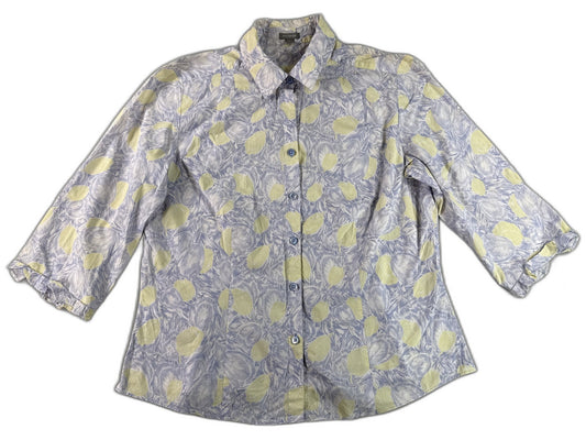 ANN TAYLOR Button Up All Over Print Collared Sleeve Regular Fit Womens L
