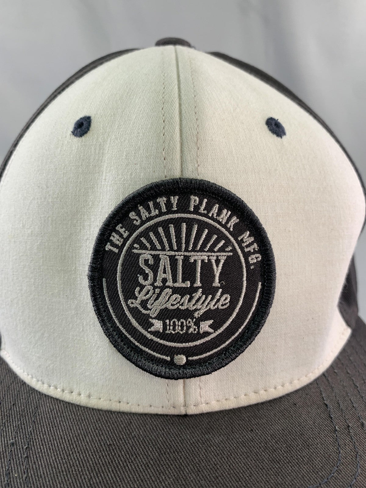 Salty Lifestyle Hat Cap Snap Back Black White Two Tone Embroidered Patch Mens