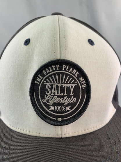 Salty Lifestyle Hat Cap Snap Back Black White Two Tone Embroidered Patch Mens