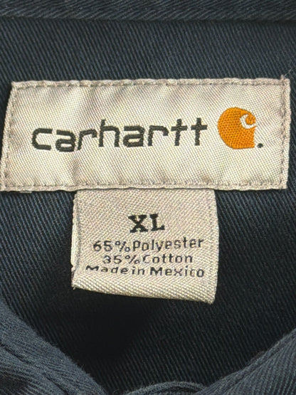 Carhartt Short Sleeve Work Shirt Dark Navy Blue XL Button Front Dual Pockets