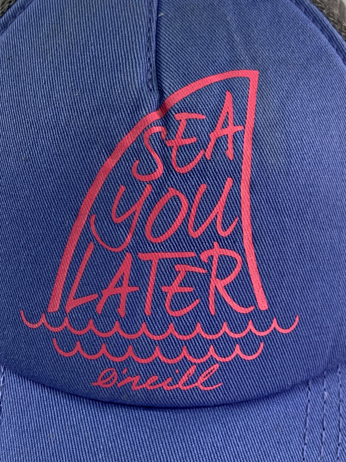 O'Neill Hat Cap Snap Back Mens One Size Blue Black Trucker Mesh Sea You Later