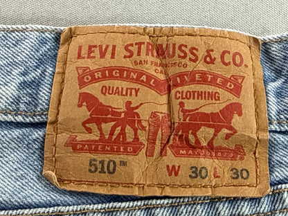 Levi's 510 Straight Jeans 30 Unisex Light Wash Denim Vintage Leg Made in