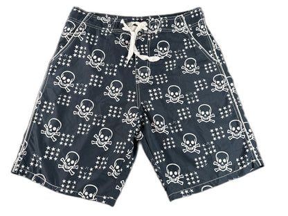 Cedarwood State Skull Pirate Swim Shorts 34 Black White 100% Polyester All