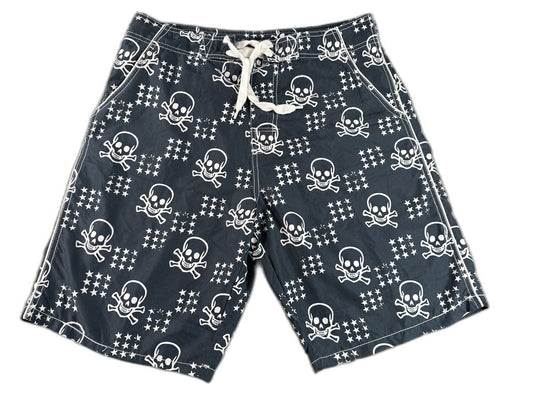 Cedarwood State Skull Pirate Swim Shorts 34 Black White 100% Polyester All