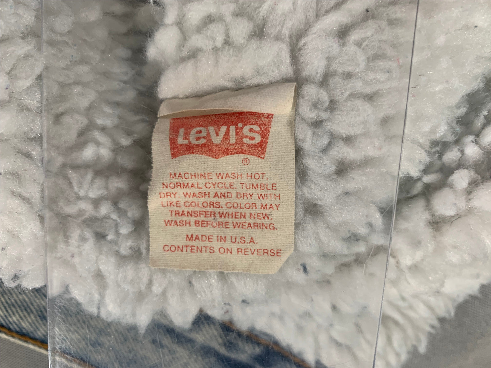 Levi’s Acid Wash Sherpa Lined Trucker Jacket USA 70609-0219 Denim Type 3 80s L