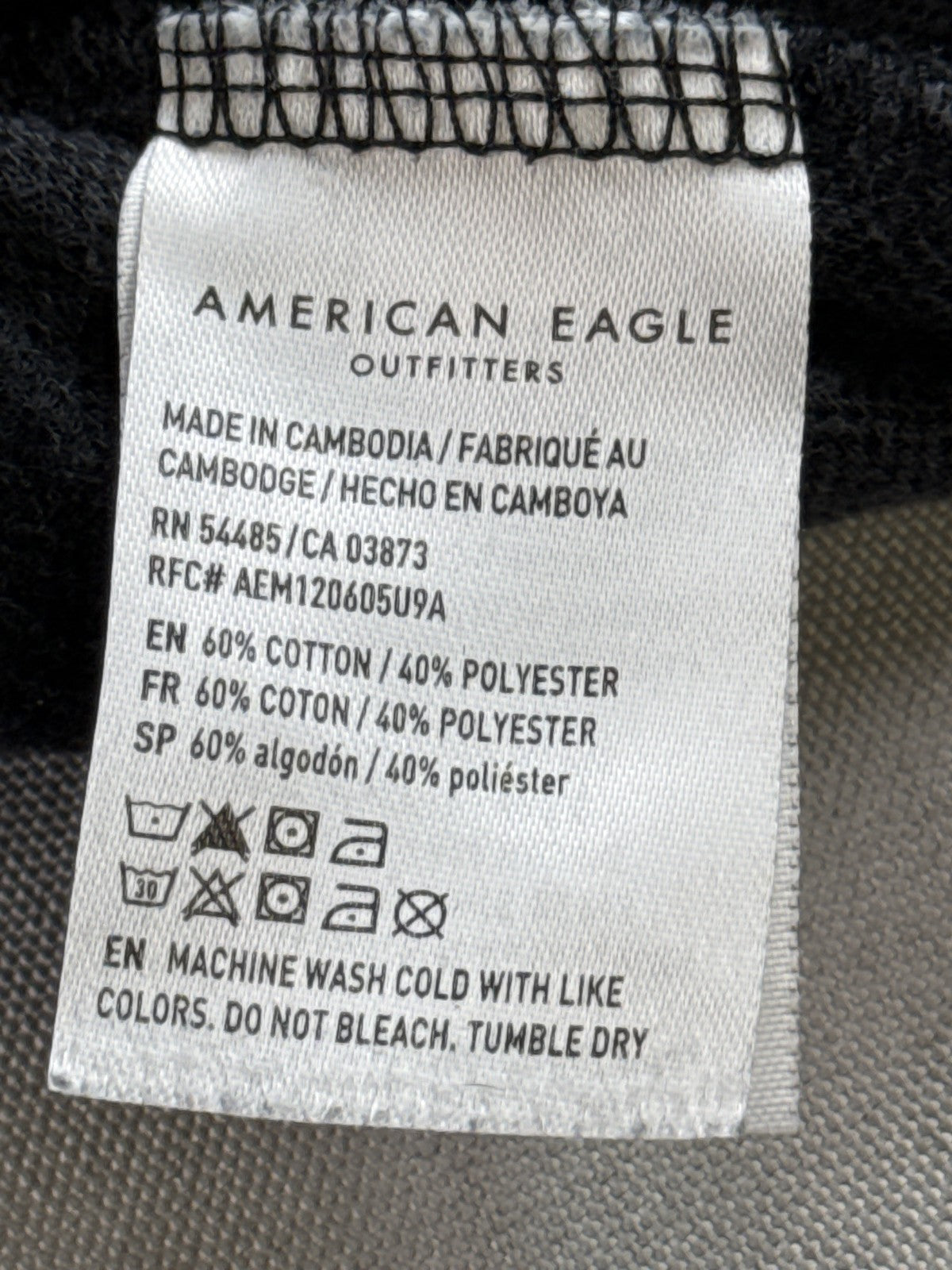 American Eagle Camo Sweatshirt LT Black/Gray Cotton Pullover Long Sleeve
