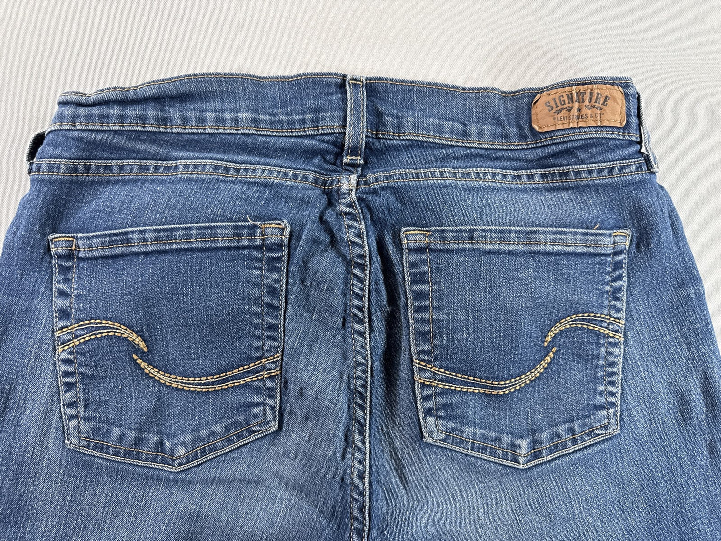 Signature Jeans 12 S Womens S/C Blue Bootcut Stretch Denim Mid Rise Cotton Blend