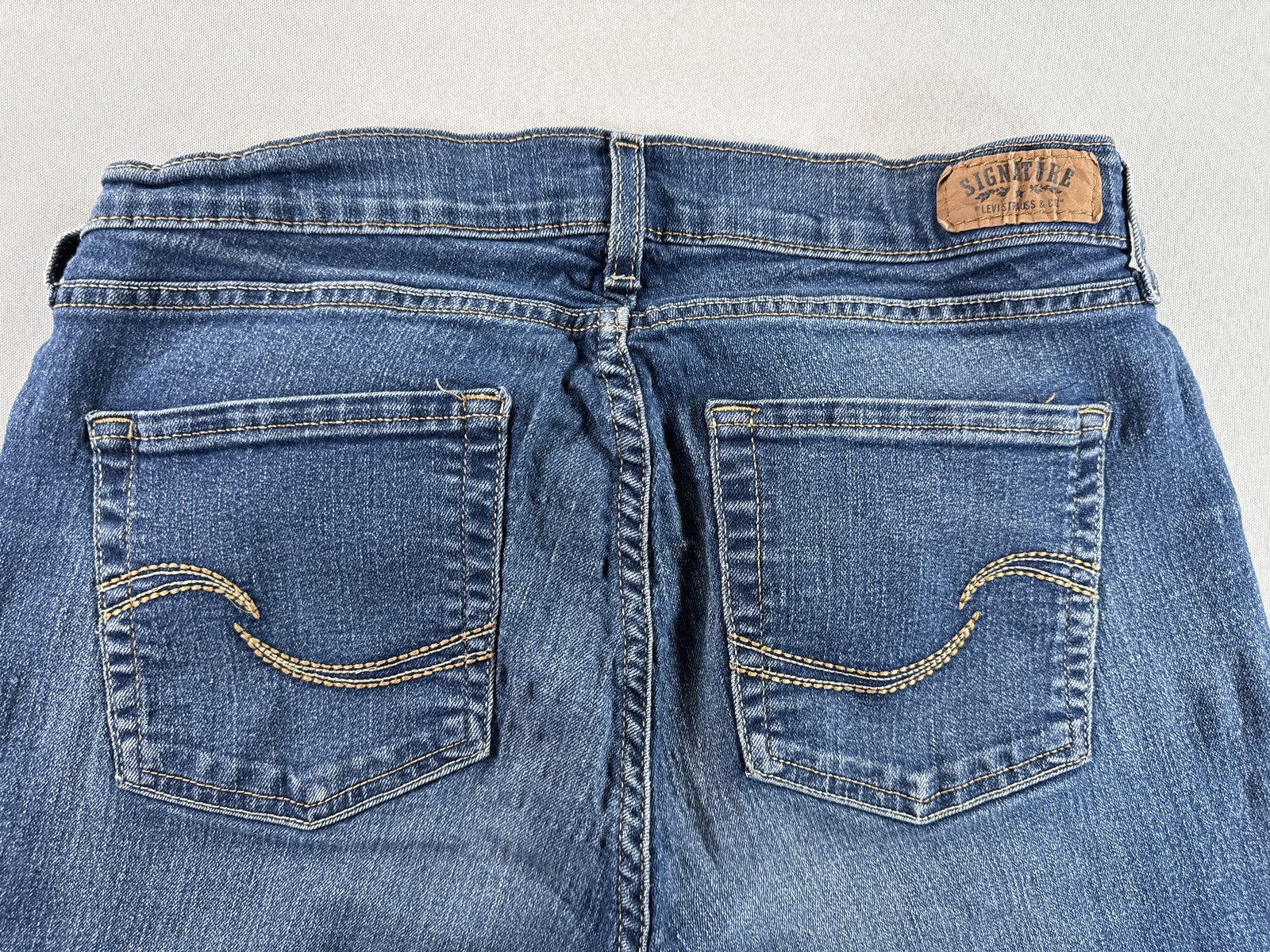 Signature Jeans 12 S Womens S/C Blue Bootcut Stretch Denim Mid Rise Cotton Blend