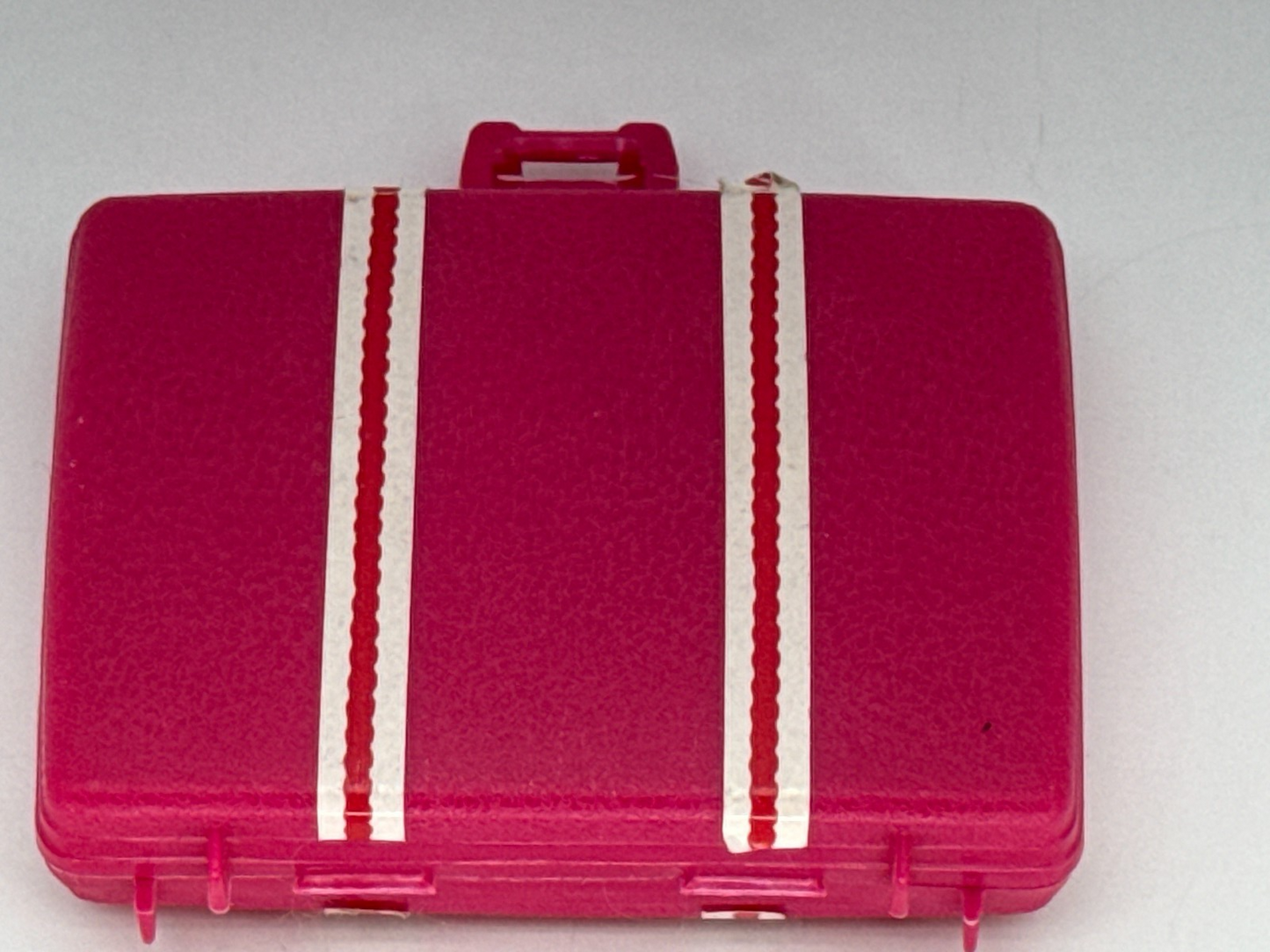Vintage Barbie Doll Travel Set Suitcase Tote Garment Bag Pink Logo 1980s Mattel