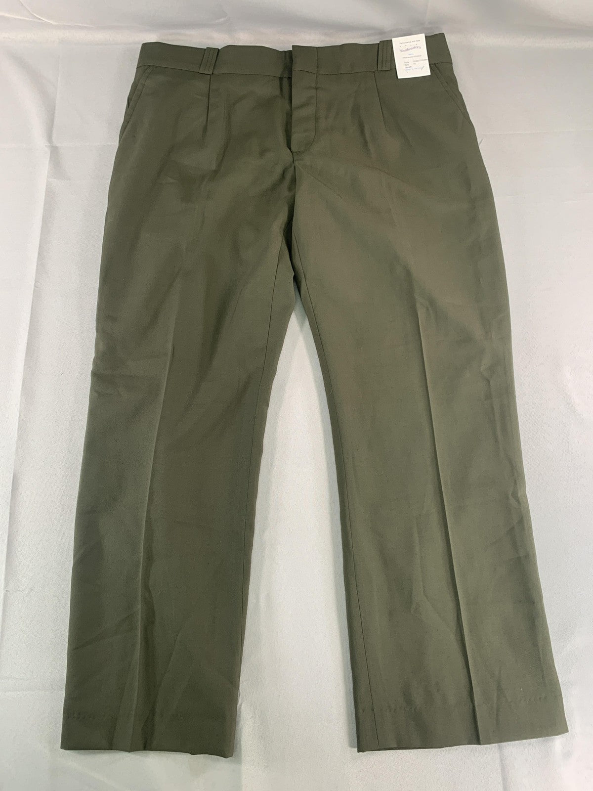 Southeastern Pants Mens 18 Olive Green Wool Blend Stripe Dress Uniform Made USA