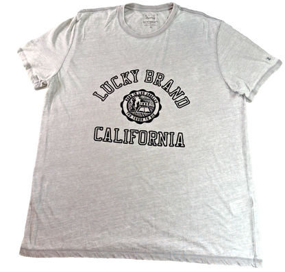 Lucky Brand Venice Burnout Henley T Shirt Mens XL Gray Short Sleeve Cotton Blend
