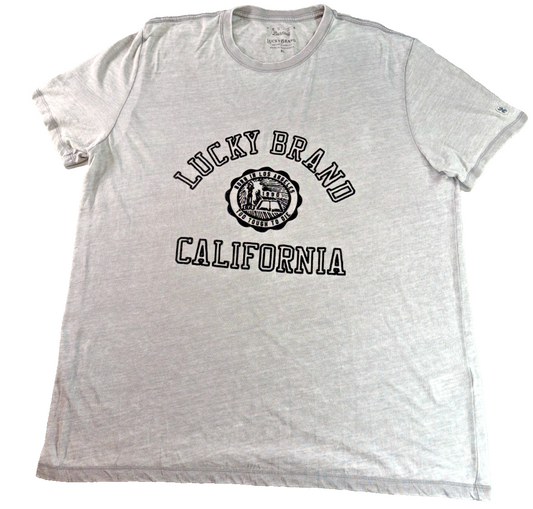 Lucky Brand Venice Burnout Henley T Shirt Mens XL Gray Short Sleeve Cotton Blend