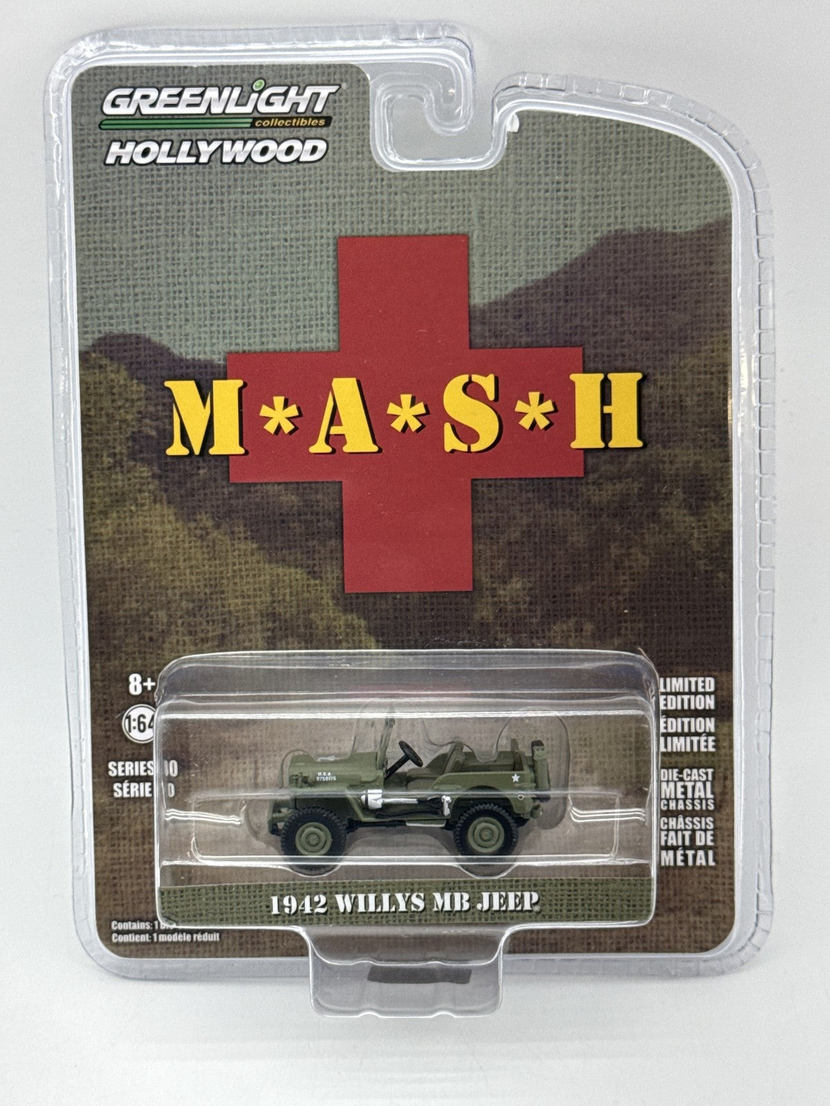GreenLight M*A*S*H Willys 1:64 Green Metal Classic Limited Edition Die Cast Jeep